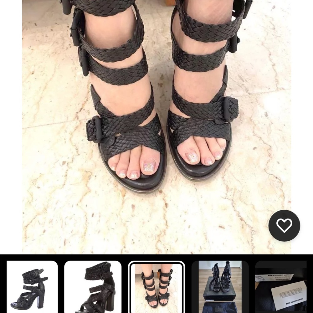 Women's Black Strappy Sandals - Picture 2 of 2
